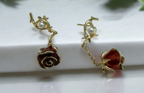 Pendientes de rosa eterna baño de oro